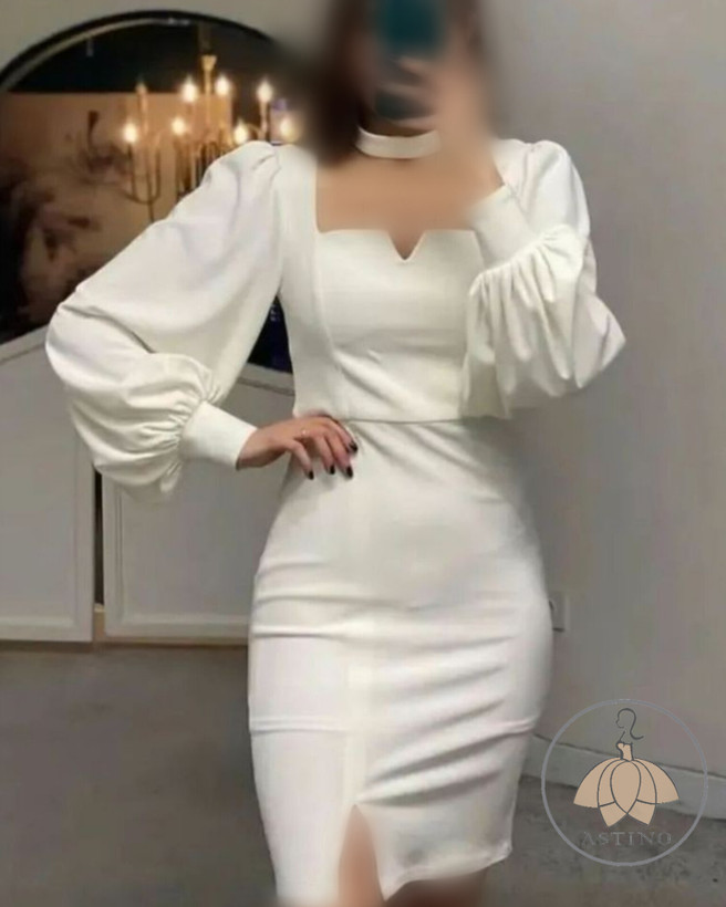 لباس مجلسی زنانه کرپ جذب کوتاه چاکدار