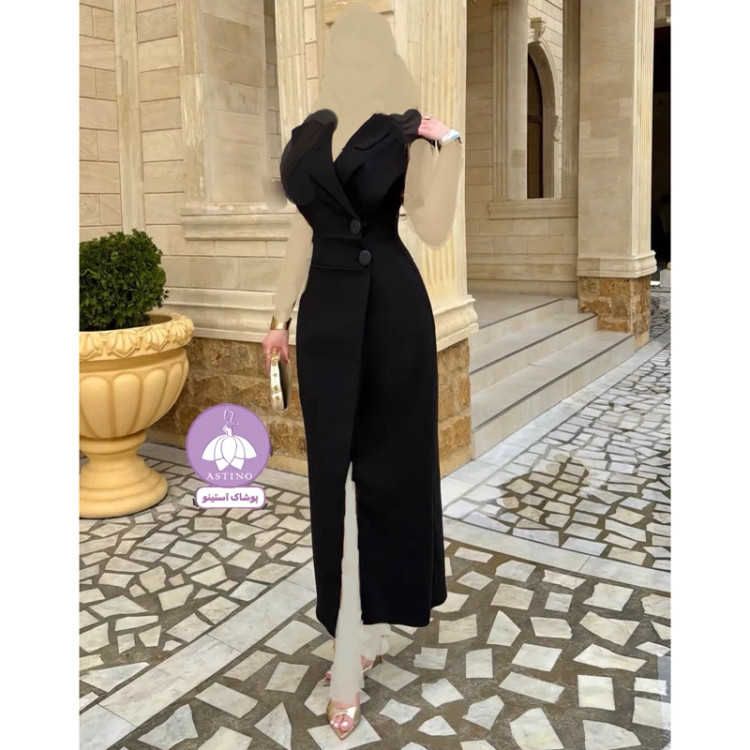 لباس مجلسی زنانه اندامی بلند کرپ چاکدار